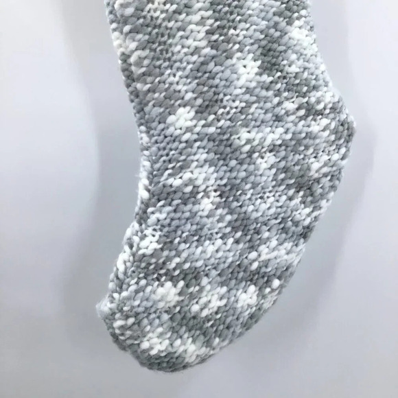 NWT Rachel Zoe Knit Christmas Stocking Large Tassels Blue Cream Grey Yarn Winter - Picture 8 of 10